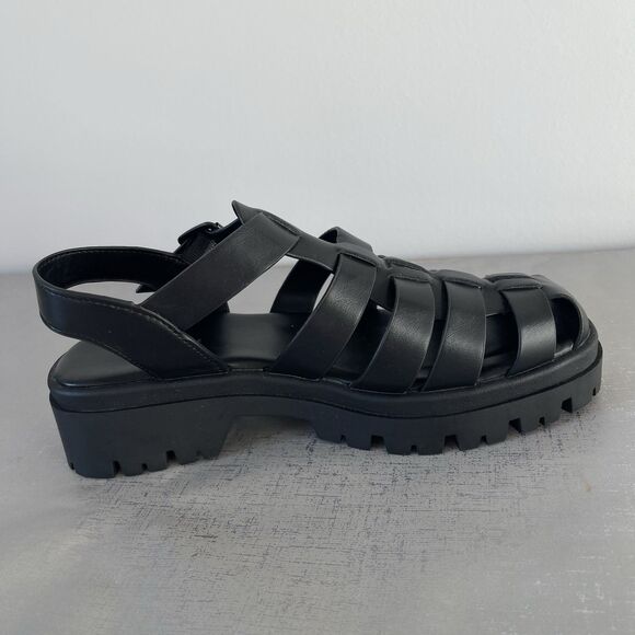 American Eagle Chunky Fisherman Lug Sole Sandals Closed Toe Women’s 9 Black - Picture 7 of 14